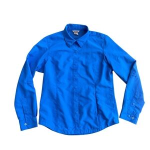 💙 Duluth Trading Co. Women's Blue Collared Button-Up Work Shirt SZ Small